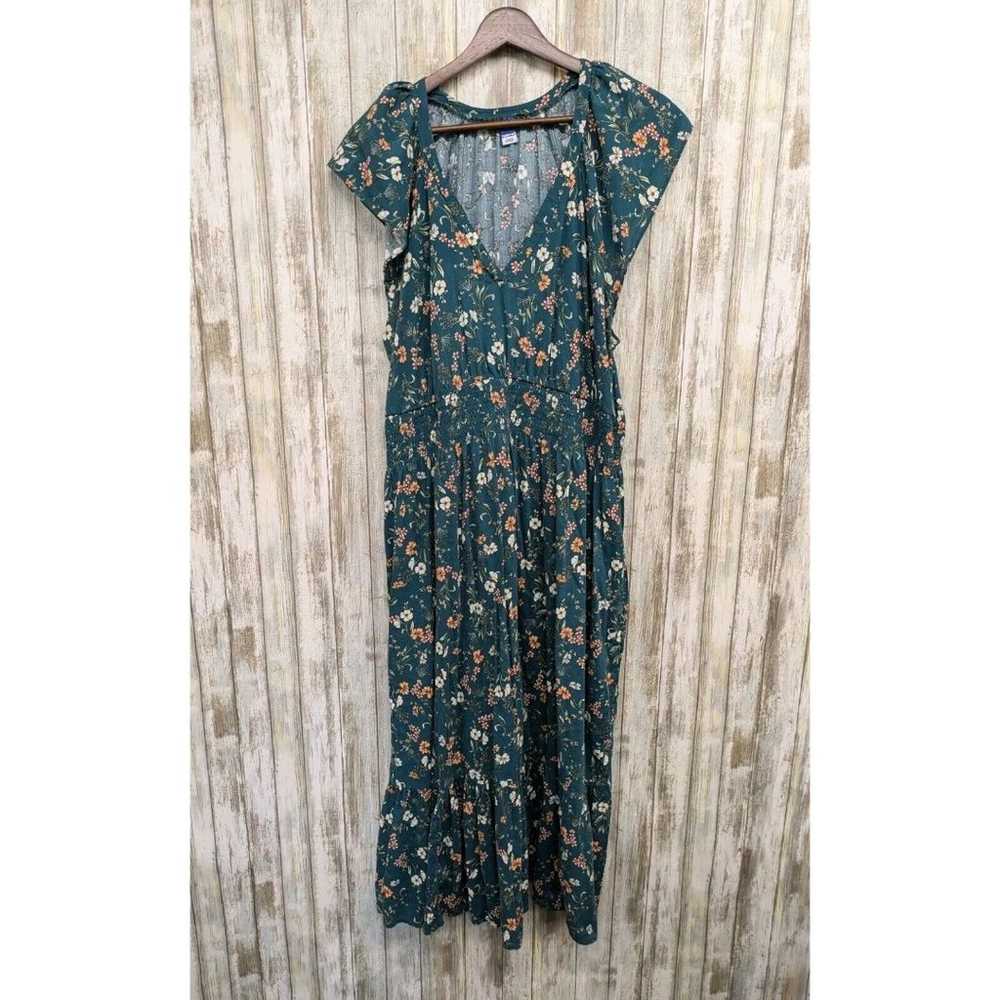 Old Navy Green Floral Maxi Dress Cottagecore Flow… - image 1