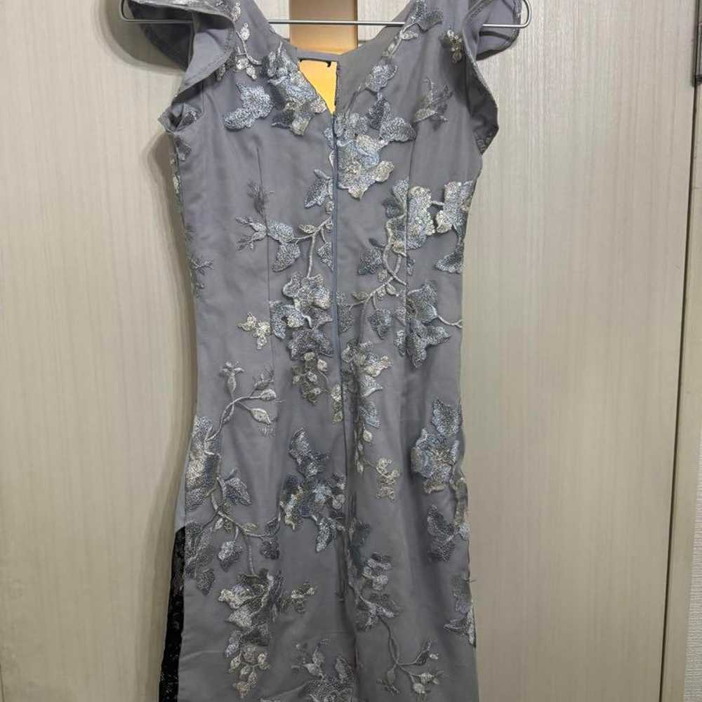 JEWEL Gray Ruffled Embroidered Dress - image 2