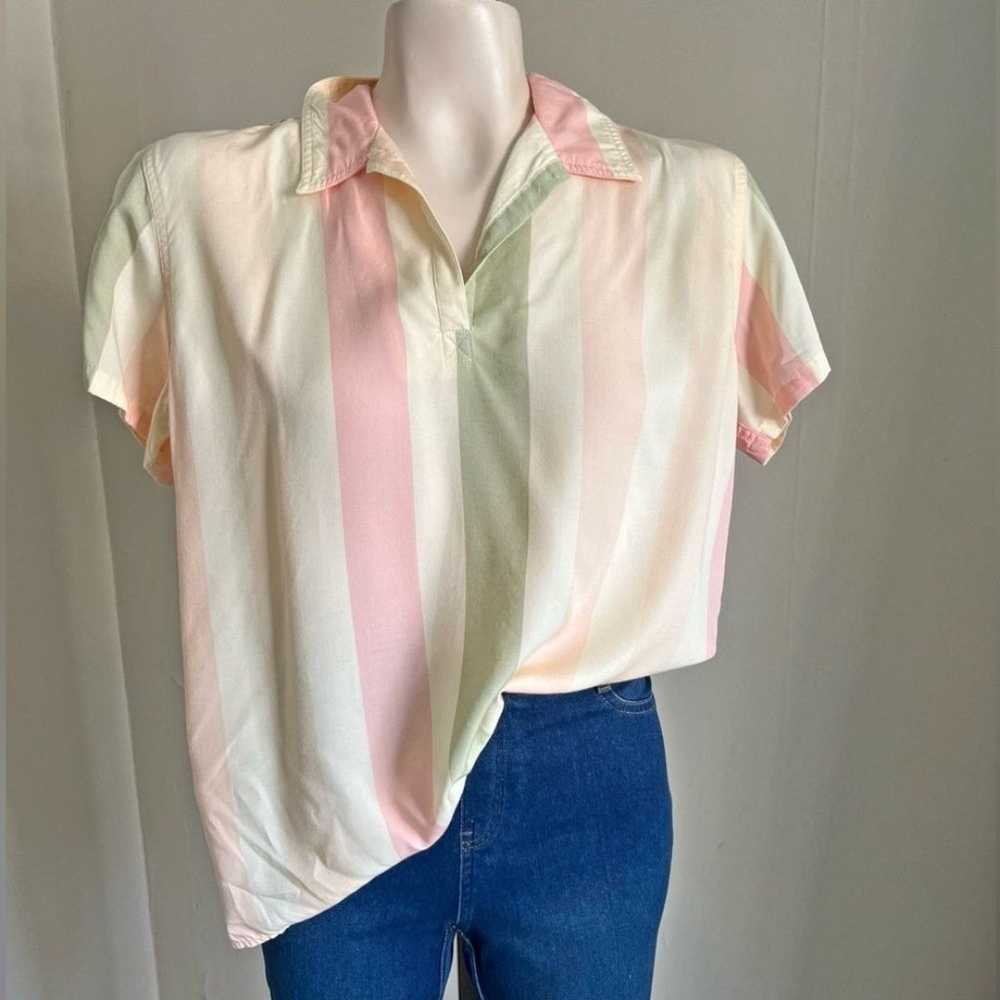 Vintage retro Liz Claiborne striped sherbet v-nec… - image 7