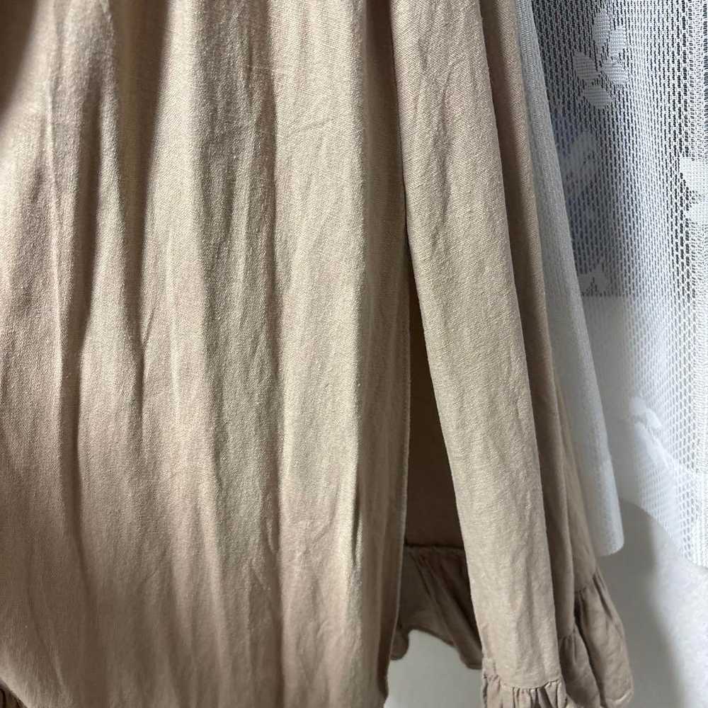 ZARA Beige 3/4 Sleeve Long Dress with Slits - image 4