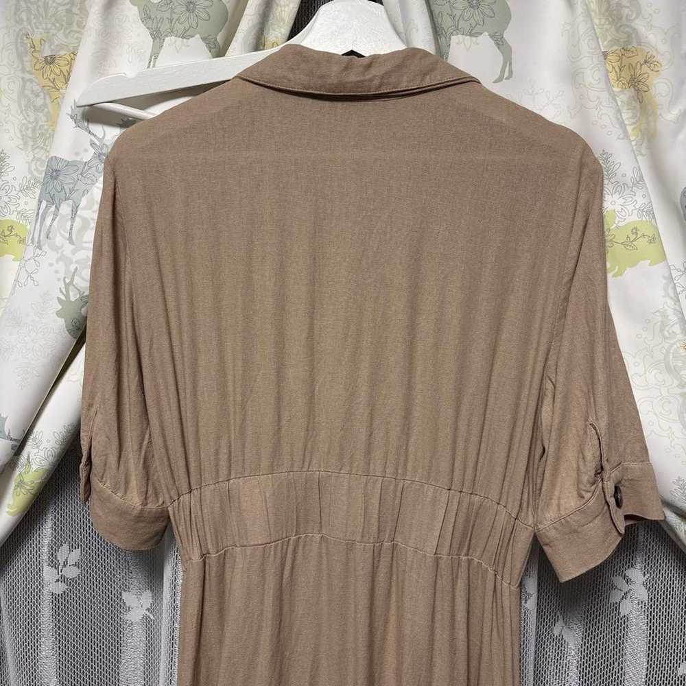 ZARA Beige 3/4 Sleeve Long Dress with Slits - image 5