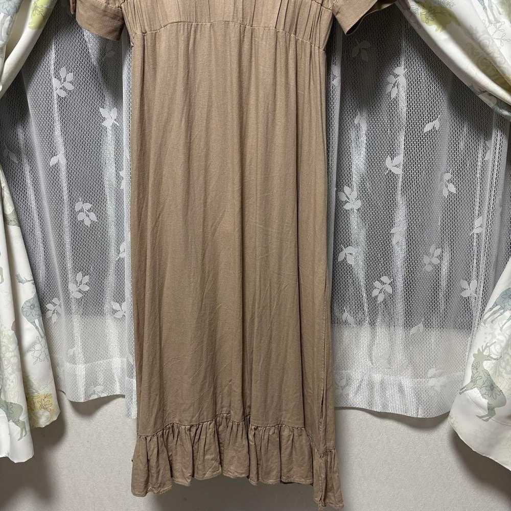 ZARA Beige 3/4 Sleeve Long Dress with Slits - image 6