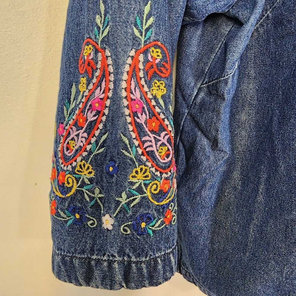 Vintage Two Twenty Top Women's M Denim Paisley Fl… - image 6