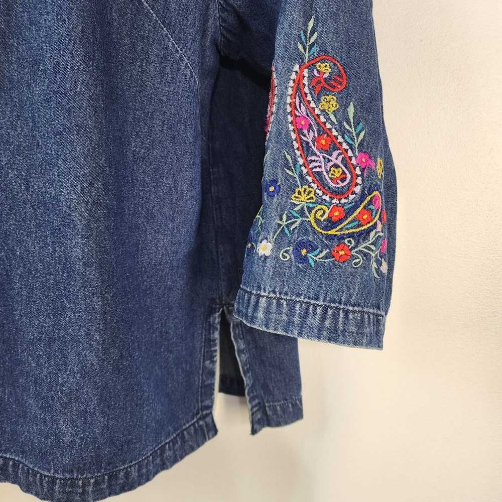 Vintage Two Twenty Top Women's M Denim Paisley Fl… - image 7