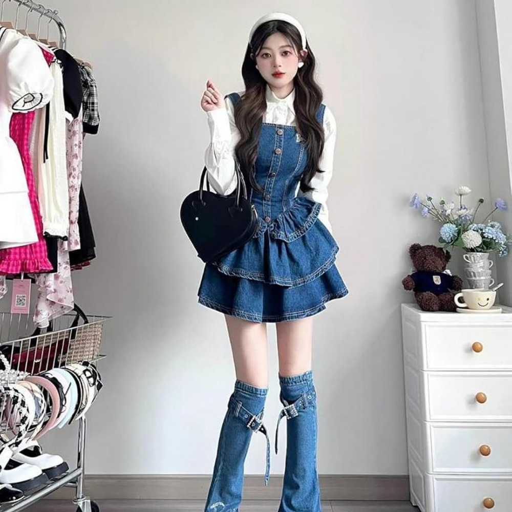 Korean-style design ❤️ One-piece denim overall dr… - image 4