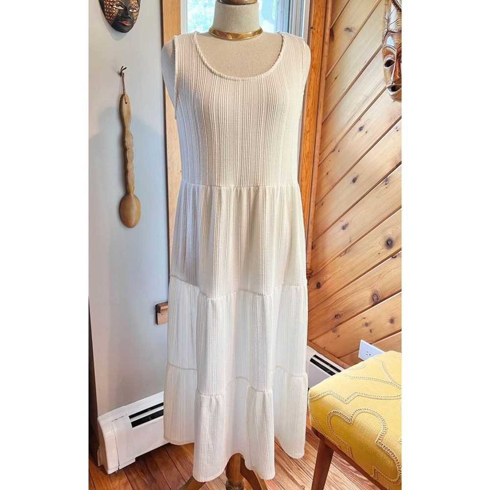 White Flowy Summer Peasant Dress - image 2