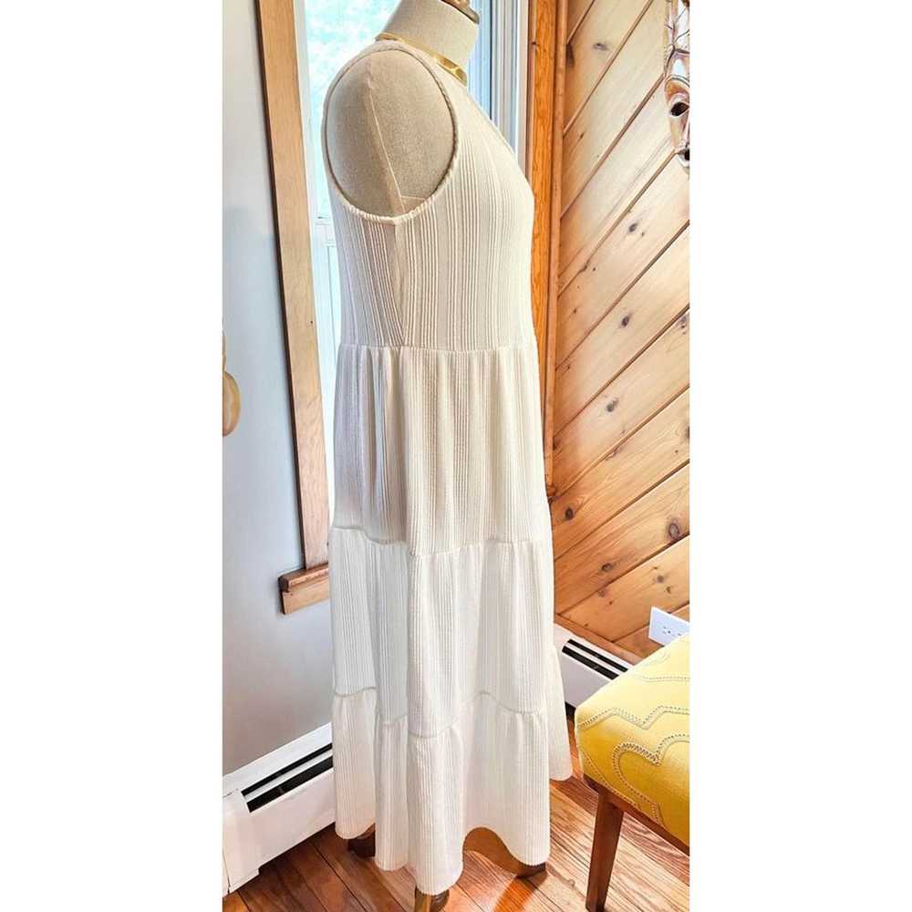 White Flowy Summer Peasant Dress - image 3