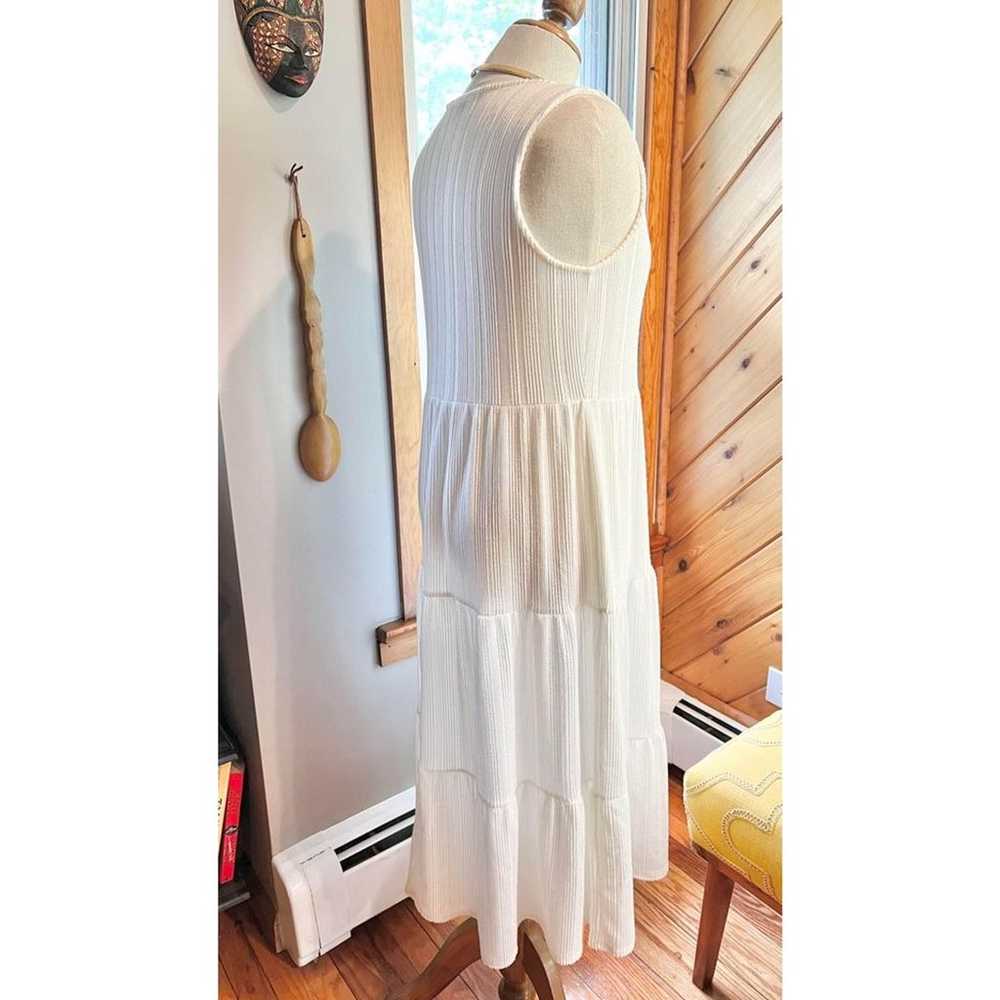 White Flowy Summer Peasant Dress - image 4