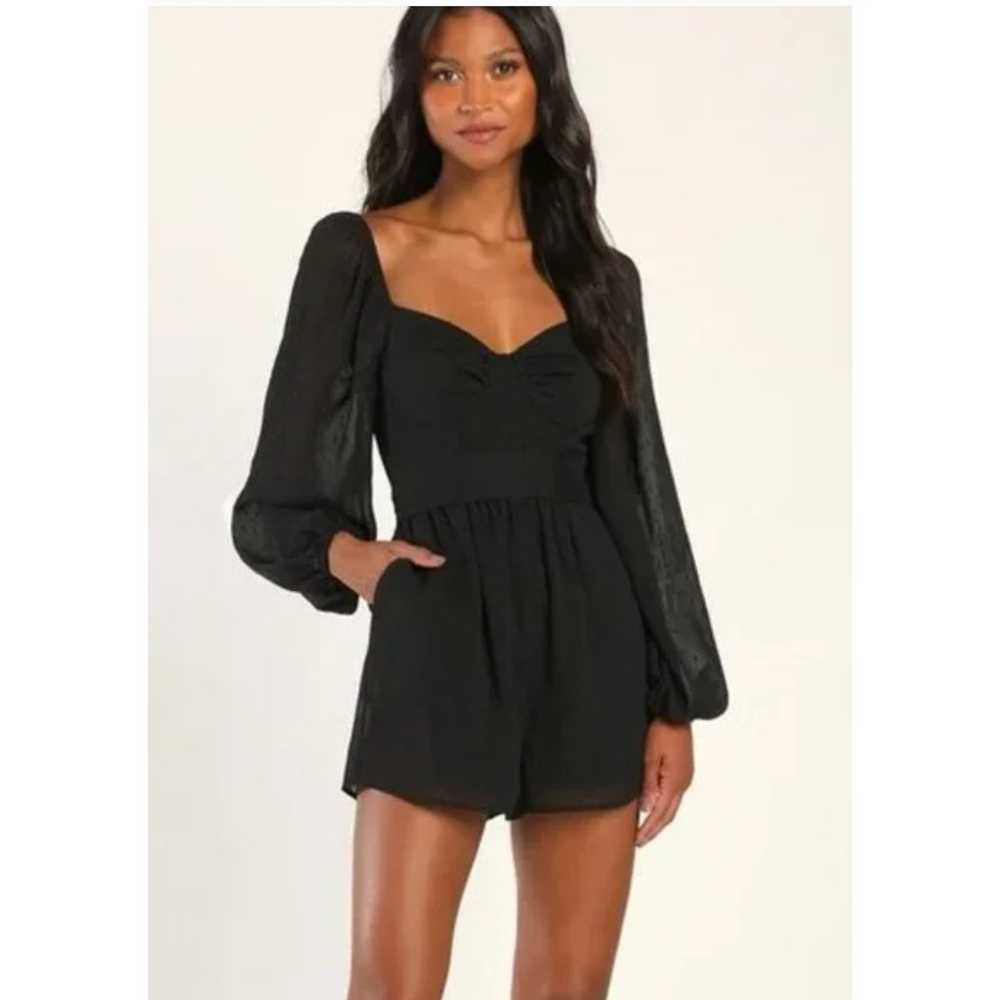 Lulus Long Sleeve Short Romper in Black Size Large - image 1