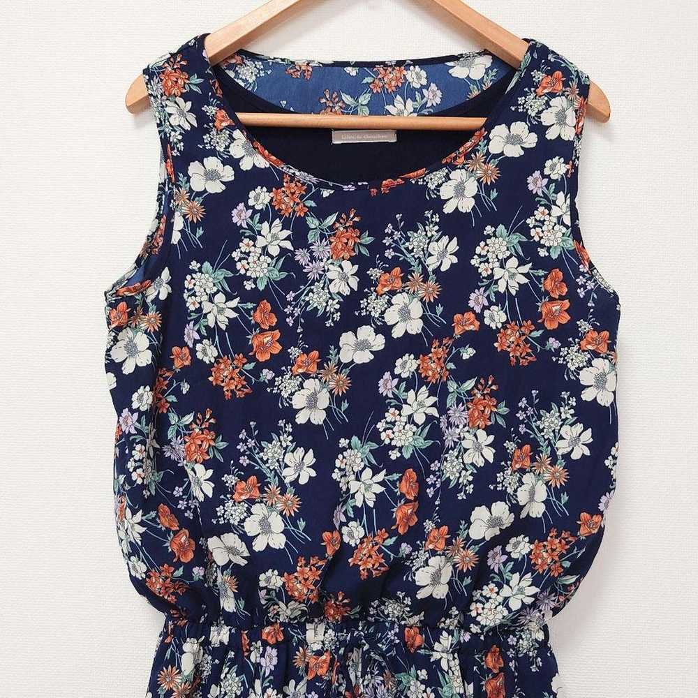 A54 Lil Deshu Shu Dress Long Floral Navy Sleevele… - image 2