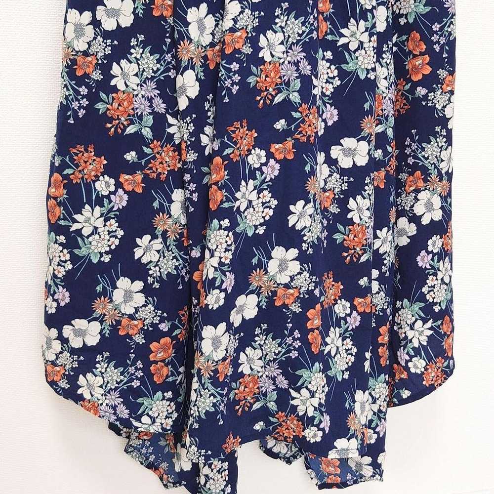 A54 Lil Deshu Shu Dress Long Floral Navy Sleevele… - image 3