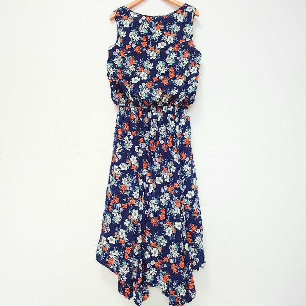 A54 Lil Deshu Shu Dress Long Floral Navy Sleevele… - image 5