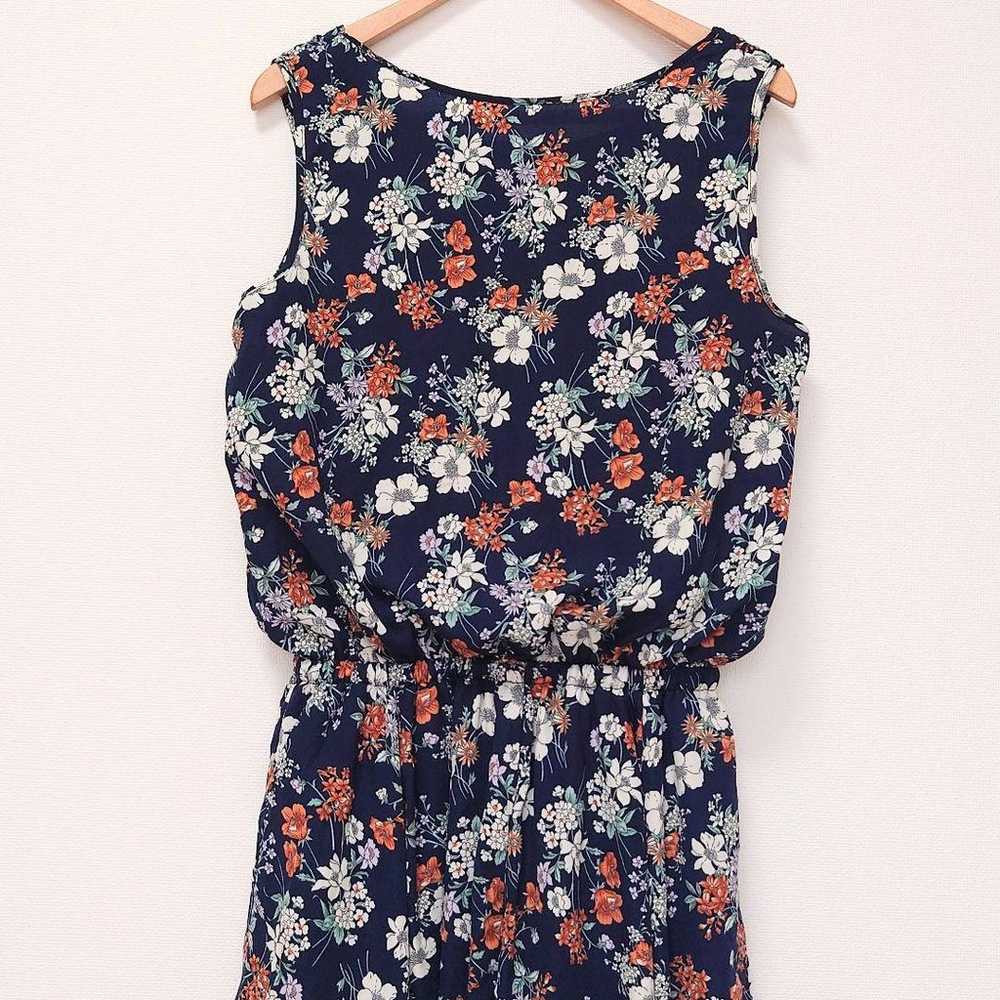 A54 Lil Deshu Shu Dress Long Floral Navy Sleevele… - image 6