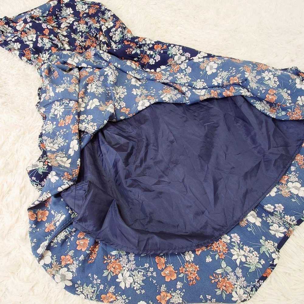 A54 Lil Deshu Shu Dress Long Floral Navy Sleevele… - image 8