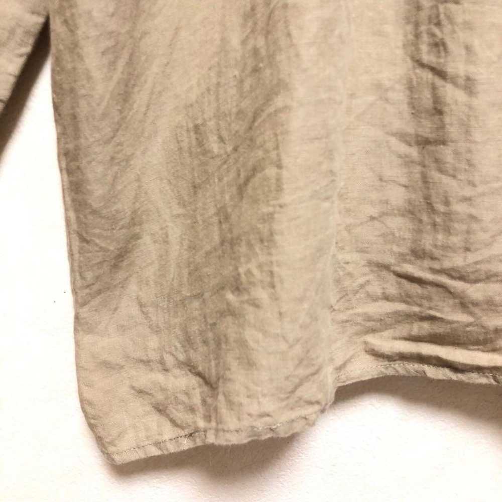 Nano Universe Blouse Beige F 100% Linen V-neck Na… - image 12