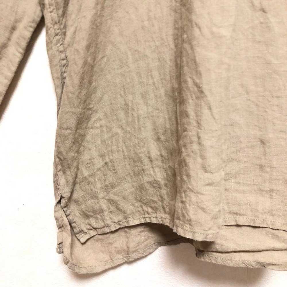 Nano Universe Blouse Beige F 100% Linen V-neck Na… - image 3