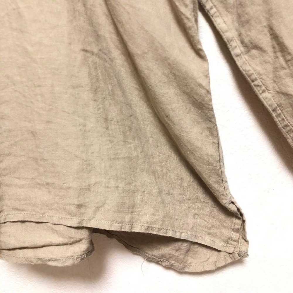 Nano Universe Blouse Beige F 100% Linen V-neck Na… - image 4