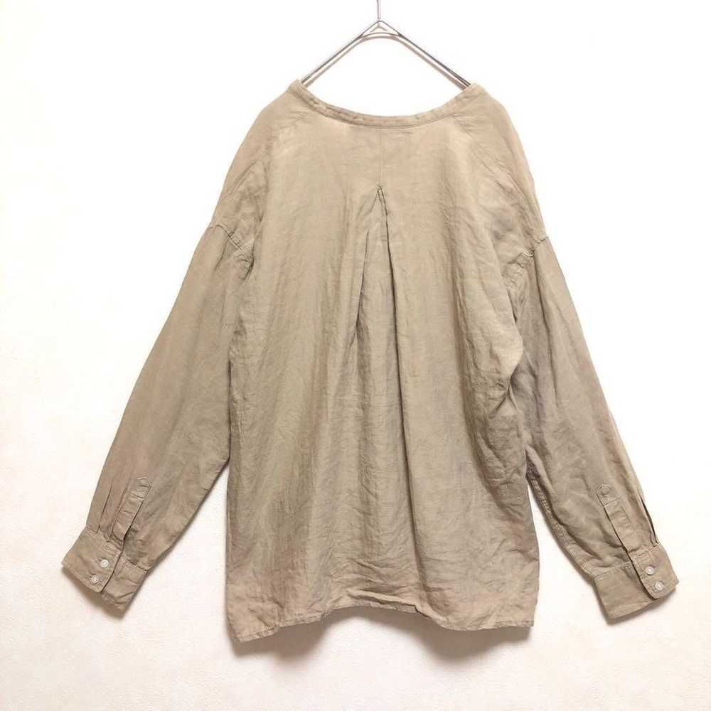 Nano Universe Blouse Beige F 100% Linen V-neck Na… - image 8