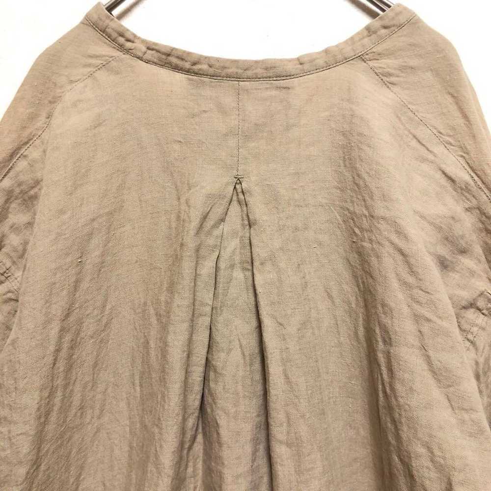 Nano Universe Blouse Beige F 100% Linen V-neck Na… - image 9