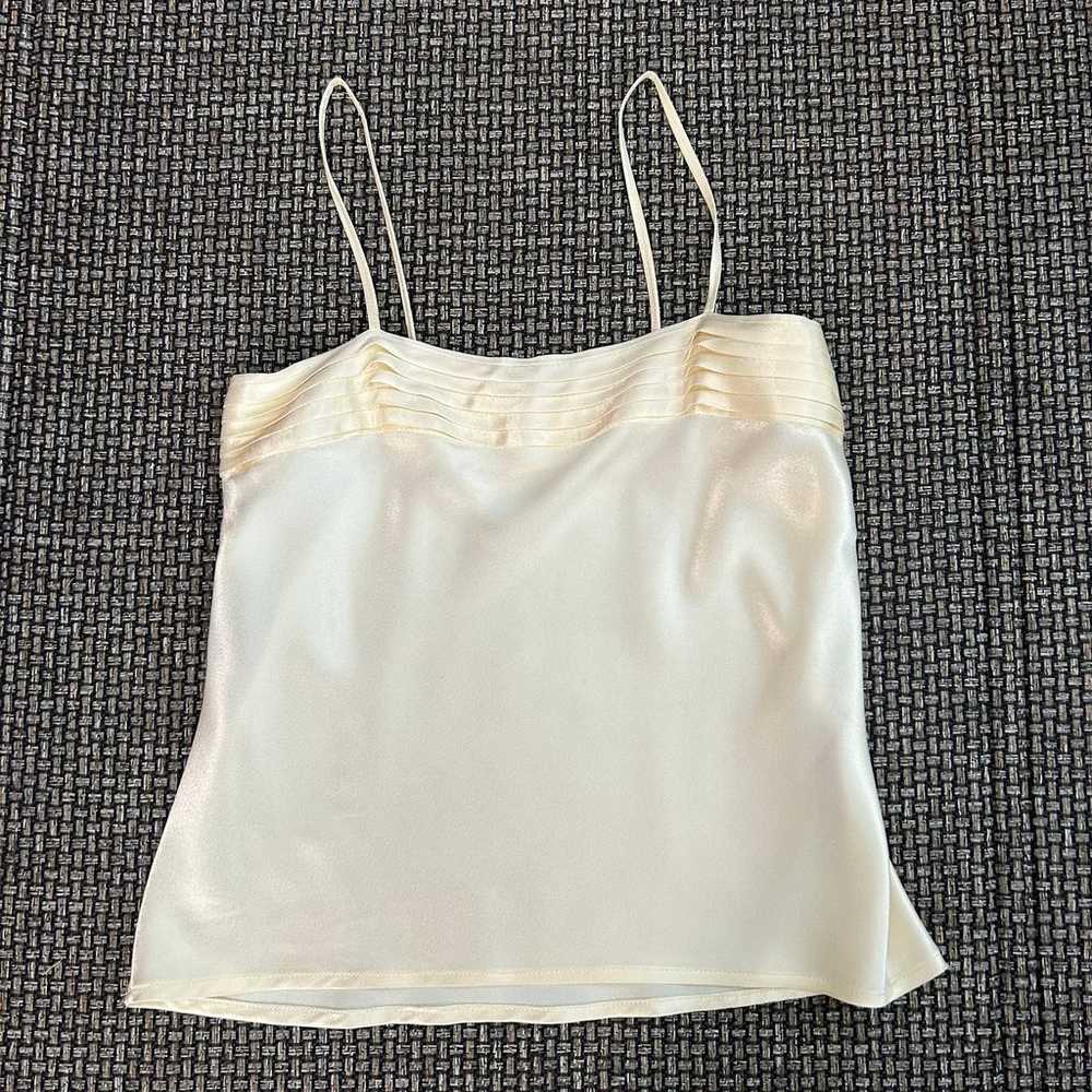 70s Satin Fritzi Accordion Spaghetti Strap Top XS… - image 1