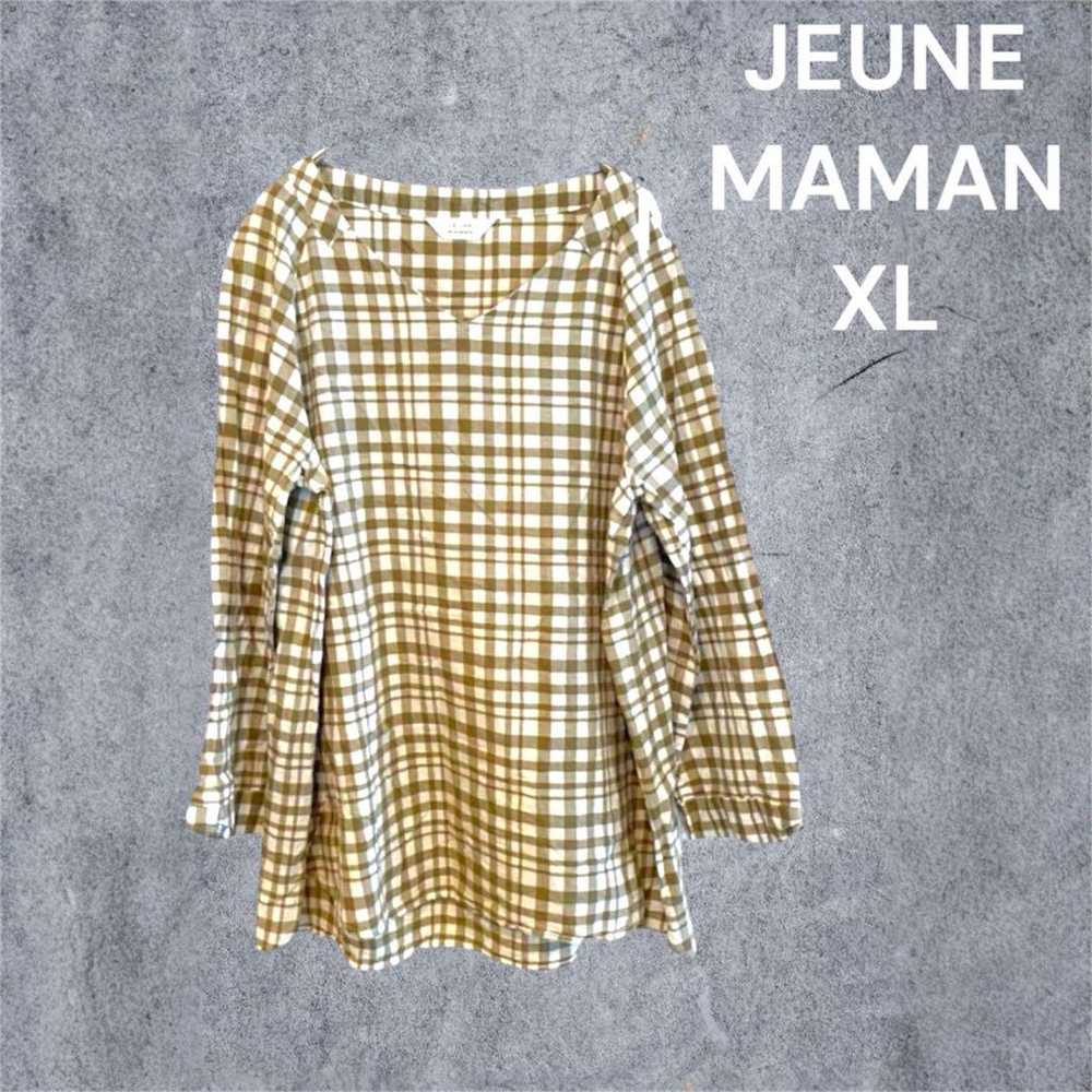 JEUNEMAMAN Blouse Shirt Long Sleeve LL Checkered - image 1