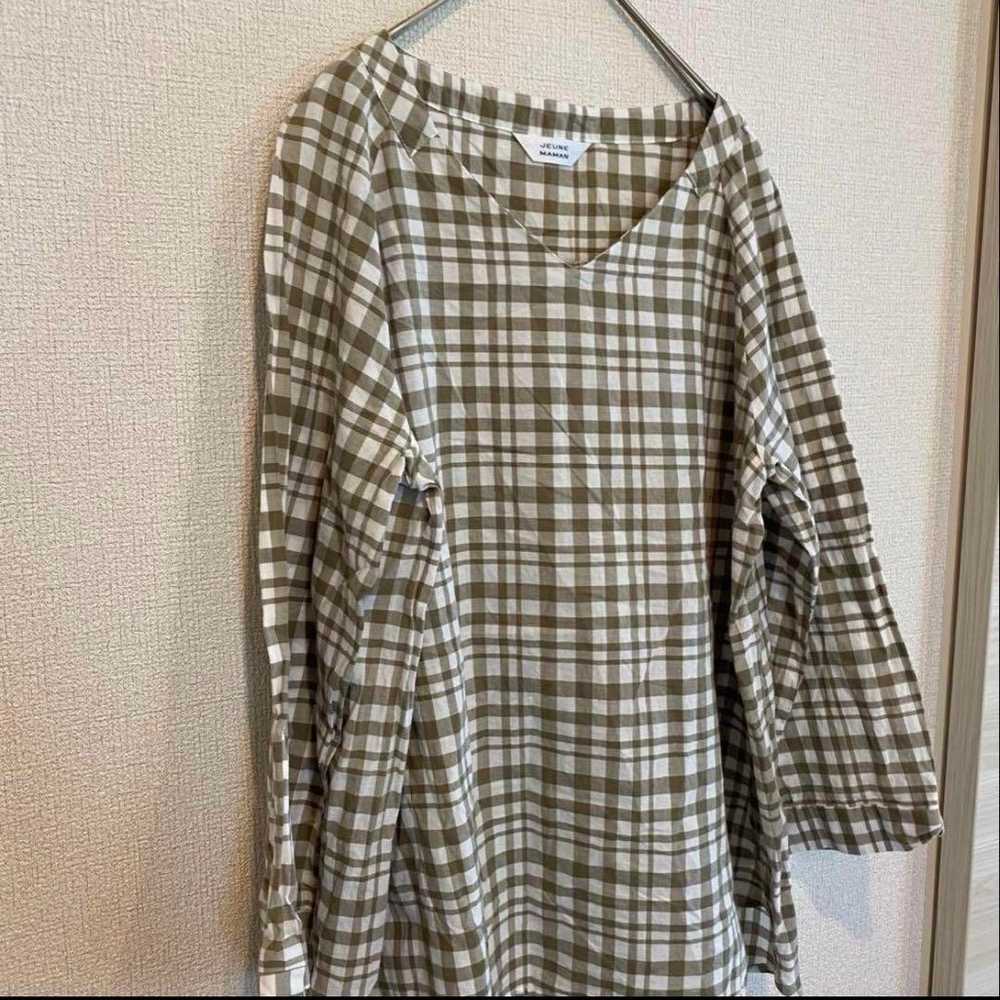 JEUNEMAMAN Blouse Shirt Long Sleeve LL Checkered - image 2