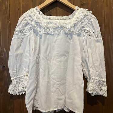 Blouse, vintage blouse, with lace, white