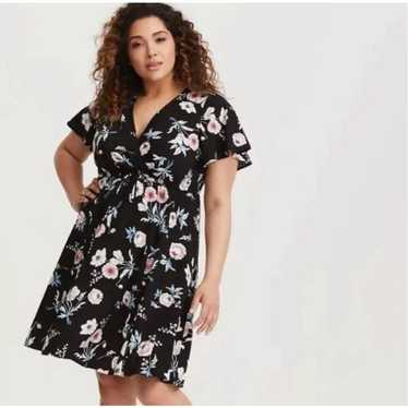 torrid Faux Wrap Floral Mini Dress Black Floral Pr