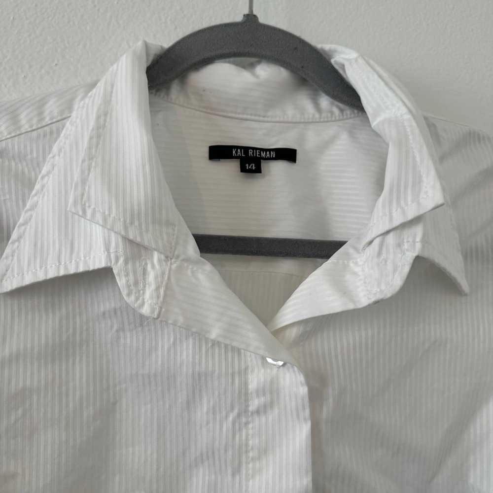 Kal Rieman Double Collar Shirt White Satin Stripe… - image 2