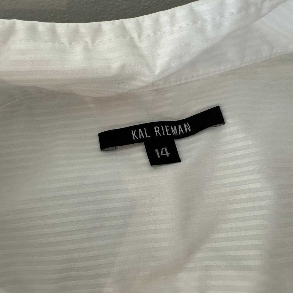 Kal Rieman Double Collar Shirt White Satin Stripe… - image 8