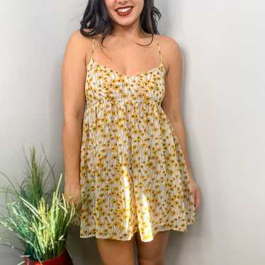 Oliviaceous White & Yellow Floral Babydoll Dress - image 1