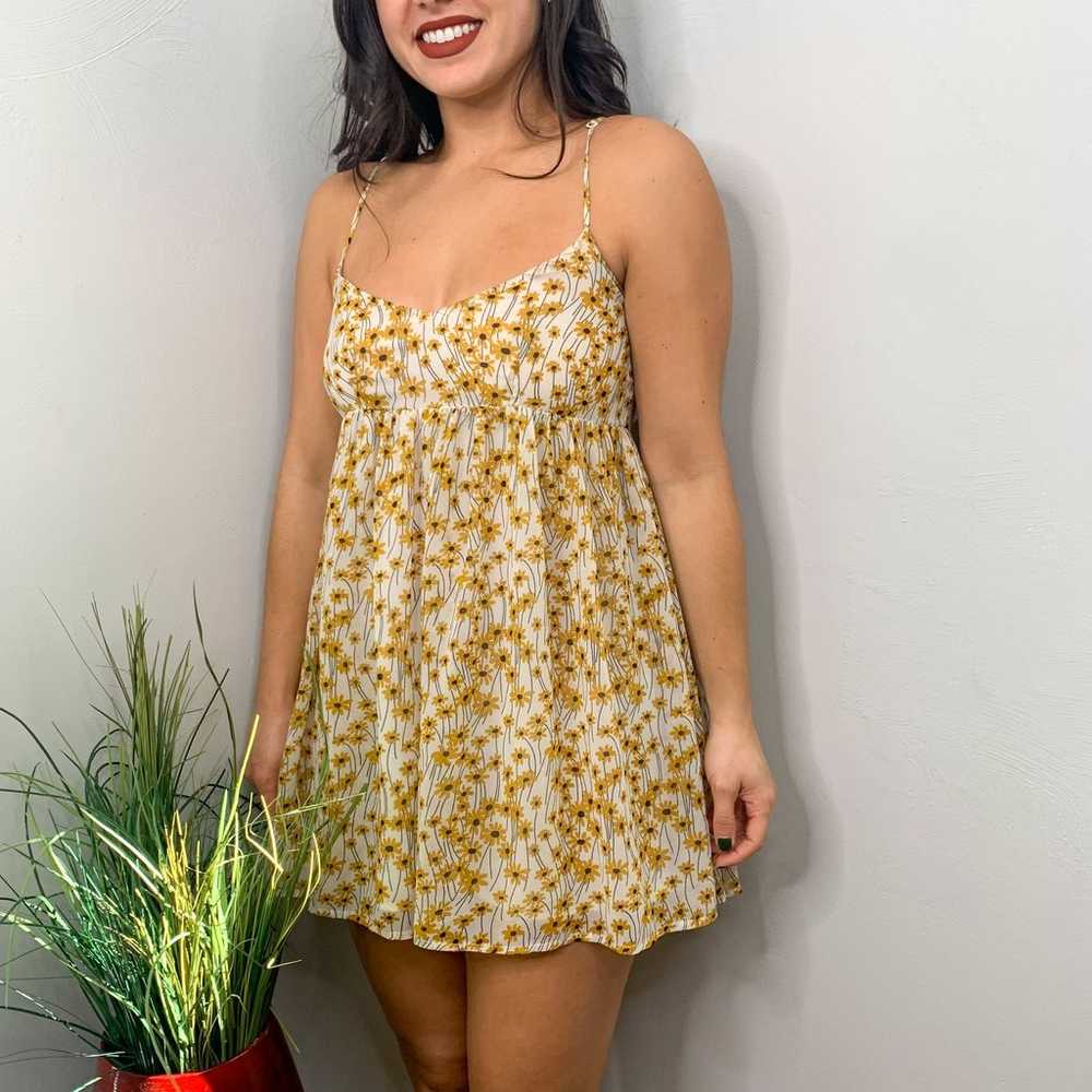 Oliviaceous White & Yellow Floral Babydoll Dress - image 6