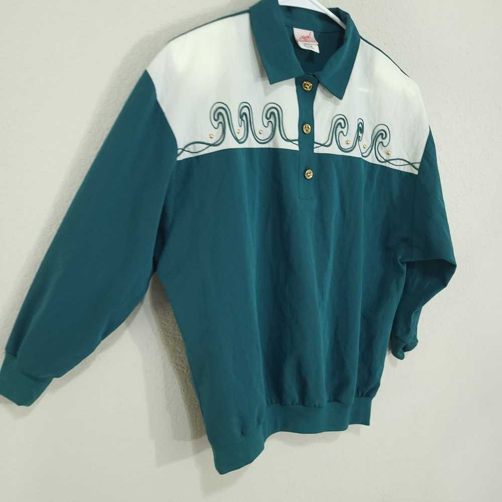 GW Graff Vintage Top Womens Size M Blouson Green … - image 10