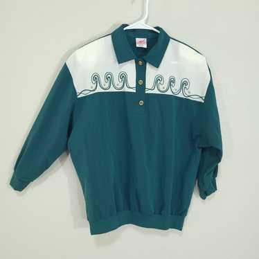 GW Graff Vintage Top Womens Size M Blouson Green … - image 1