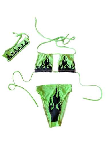 Freedom Rave Wear Jade Clark Green Flame Bikini w… - image 1