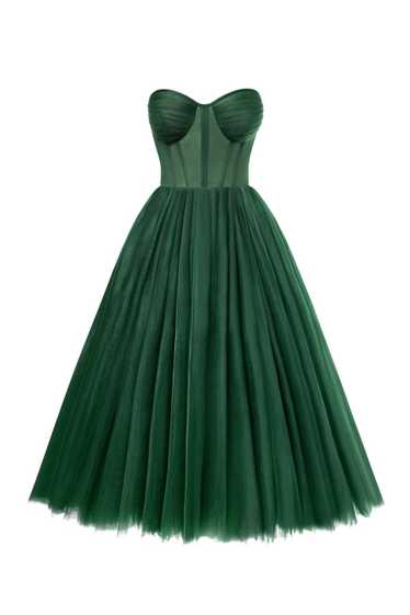 Milla Emerald Green Strapless Puffy Midi Tulle Dre