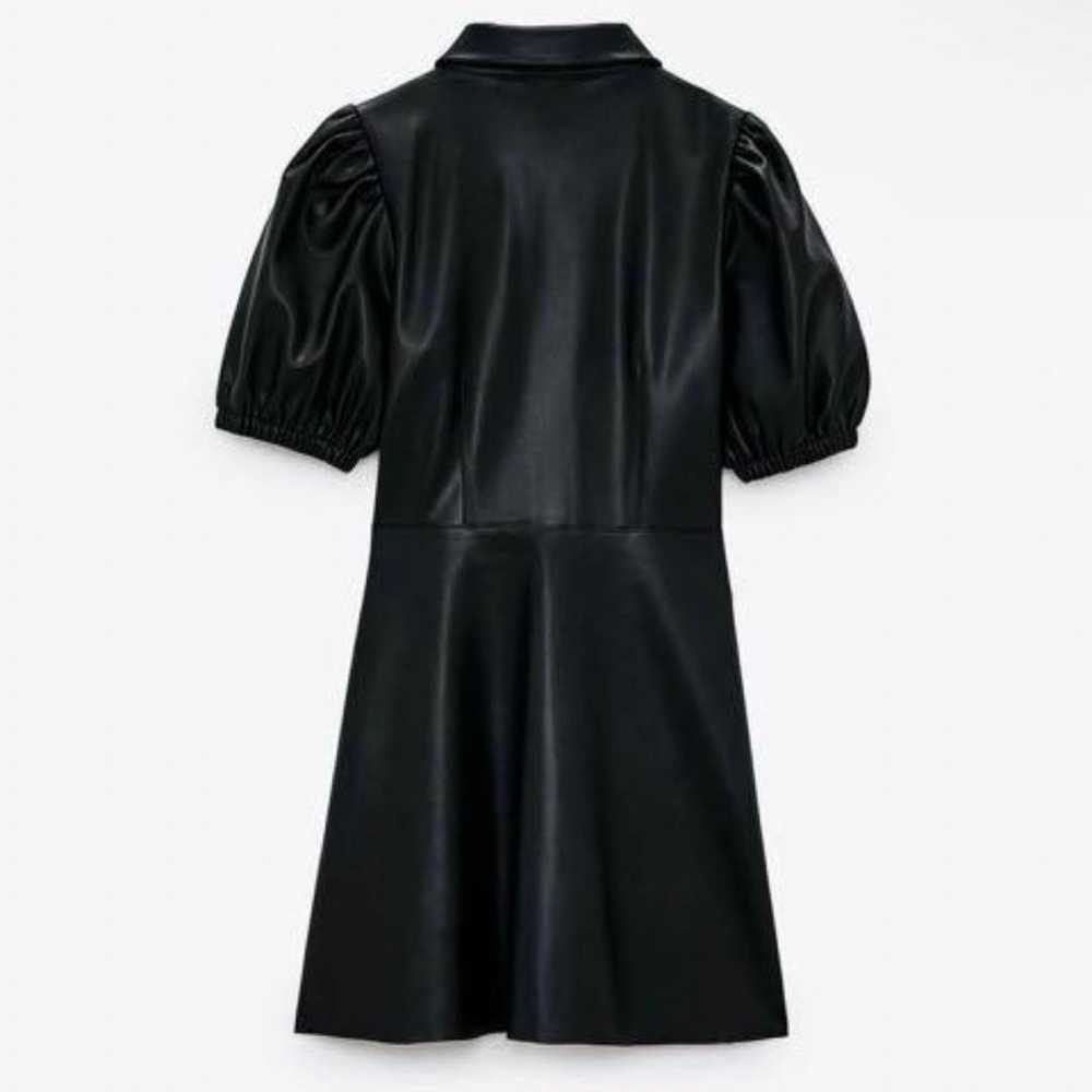 ZARA Black Leather-Look Mini Dress Short Sleeves - image 3