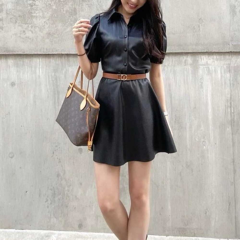 ZARA Black Leather-Look Mini Dress Short Sleeves - image 5