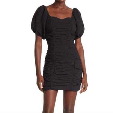 NSR Khai Ruche Puff Sleeve mini dress black size … - image 1