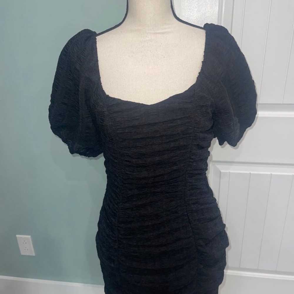 NSR Khai Ruche Puff Sleeve mini dress black size … - image 4