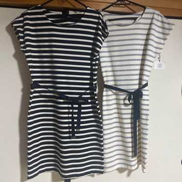 Navy and white striped dress M