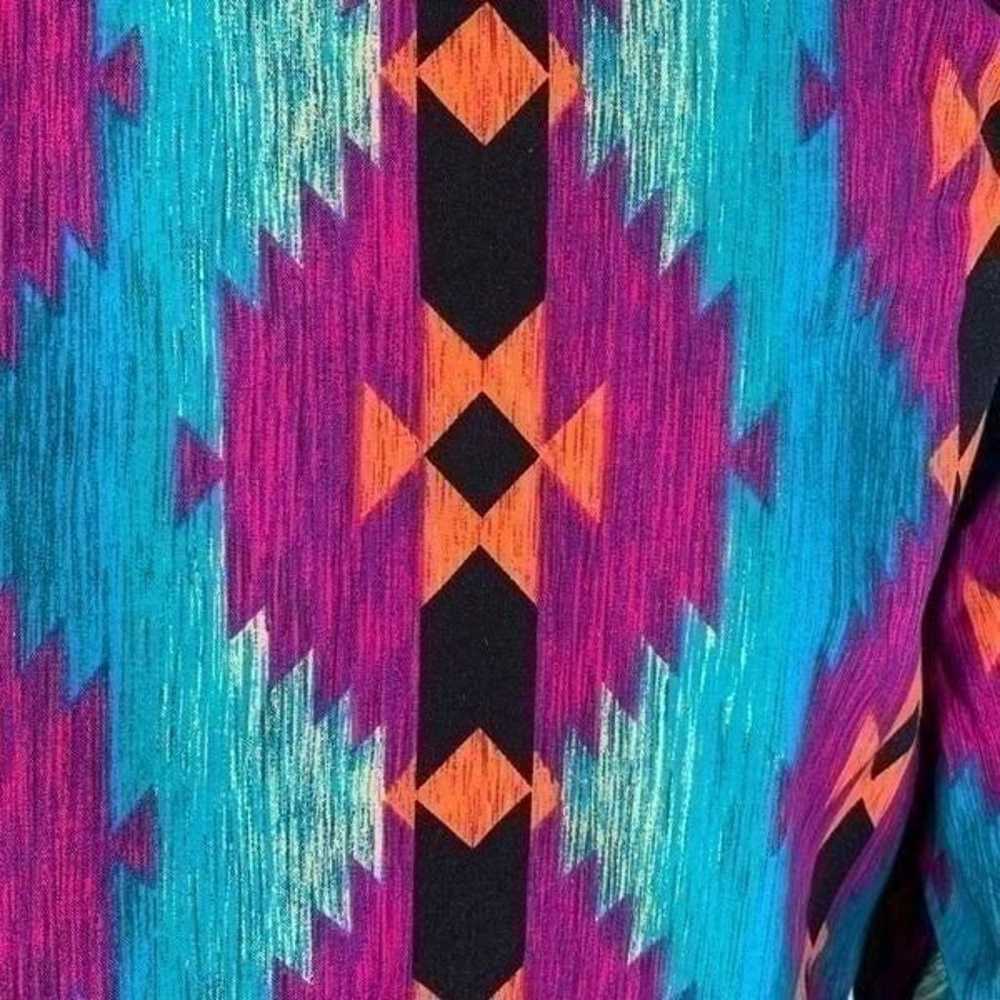 Handmade Shirt Bright Multicolored Nlue Aztec Sou… - image 10