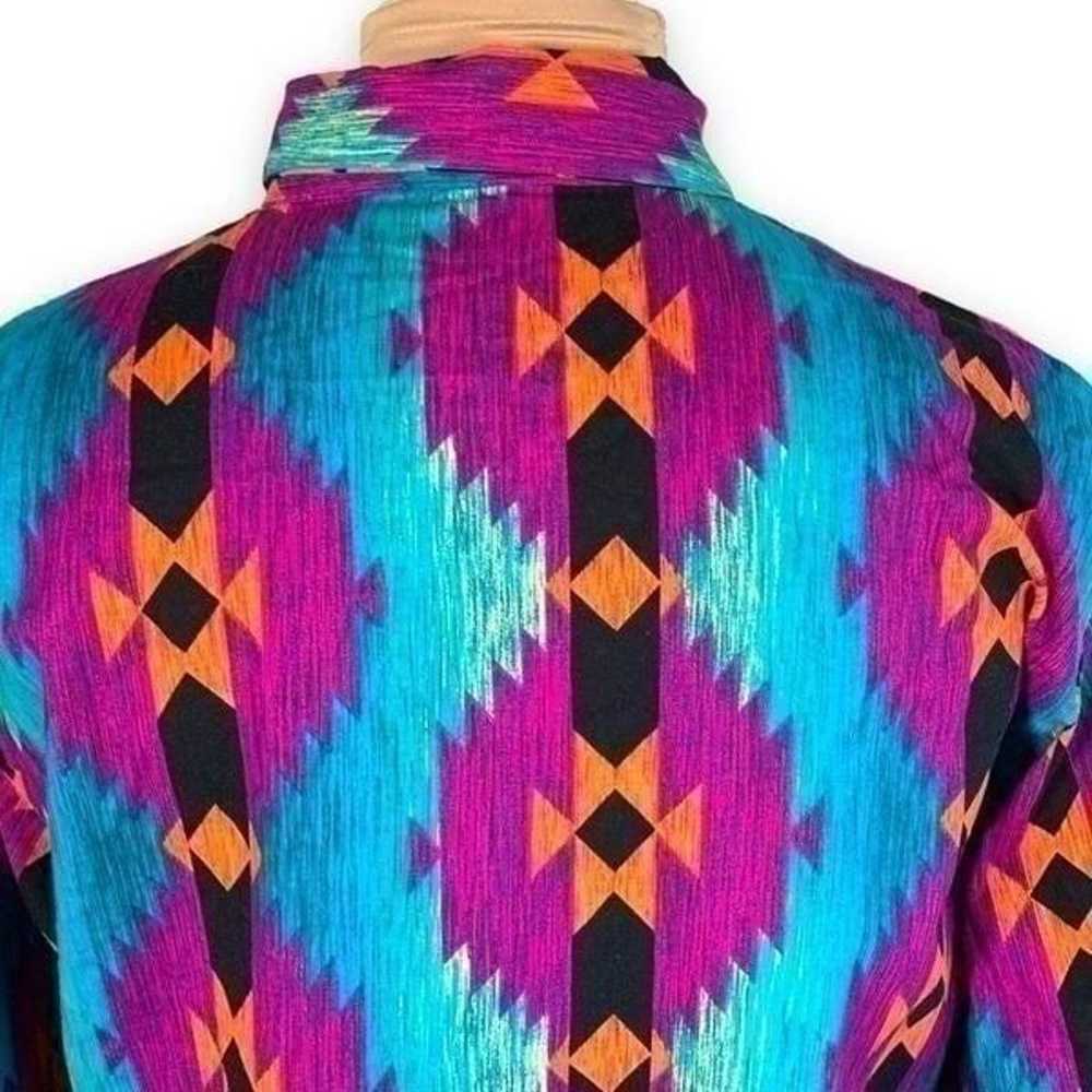 Handmade Shirt Bright Multicolored Nlue Aztec Sou… - image 5