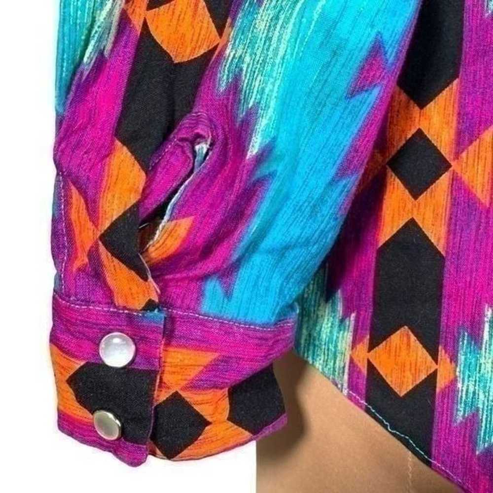 Handmade Shirt Bright Multicolored Nlue Aztec Sou… - image 7