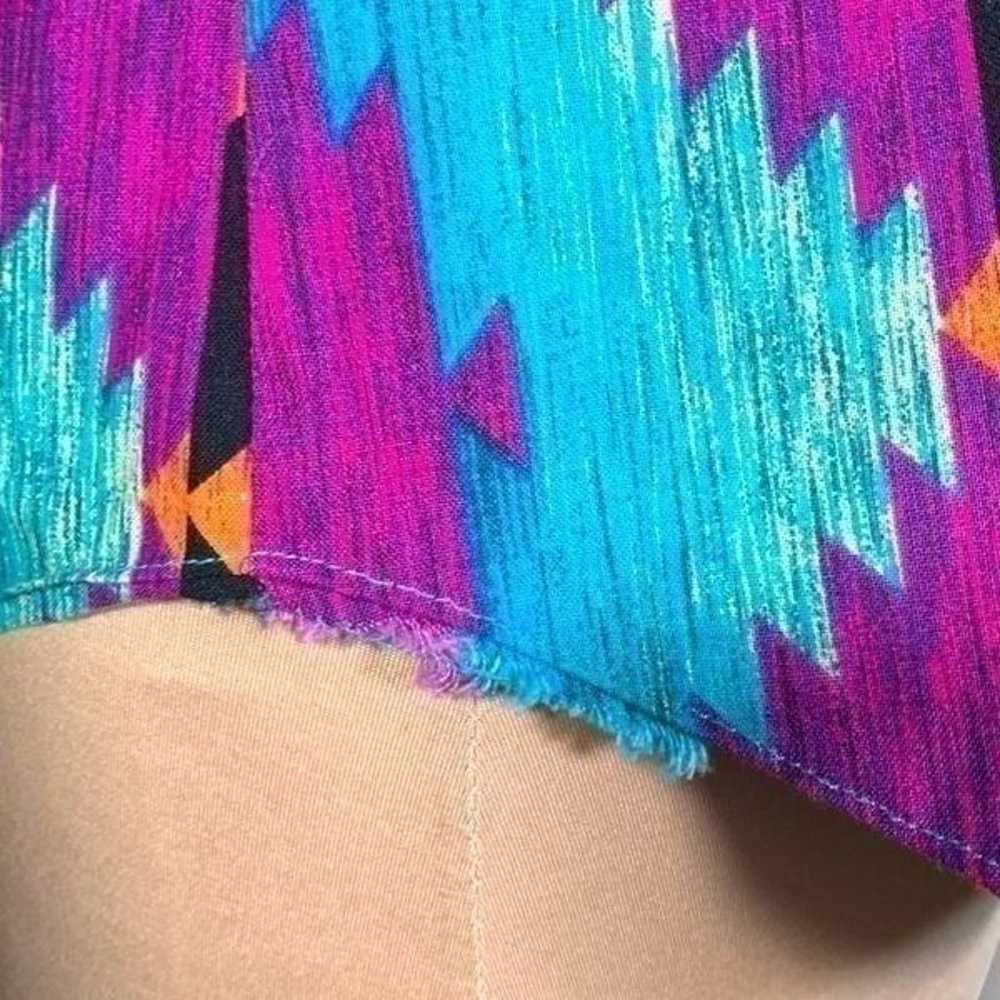 Handmade Shirt Bright Multicolored Nlue Aztec Sou… - image 8