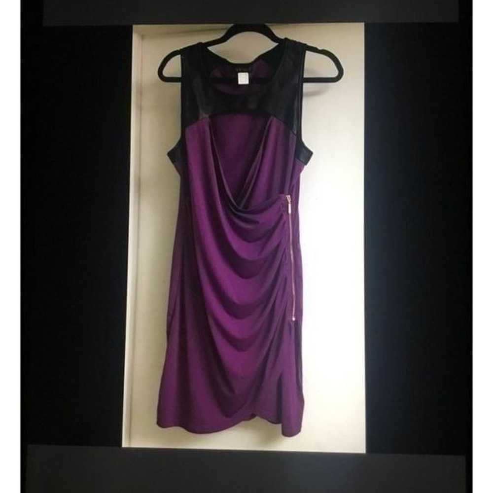 NWOT~Venus Eggplant/Black Faux Leather Dress Sz L… - image 1