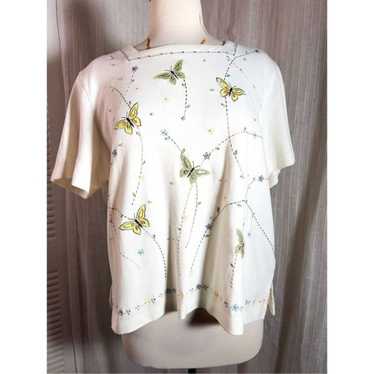 Vintage Alfred Dunner Embroidered Pastel Butterfly