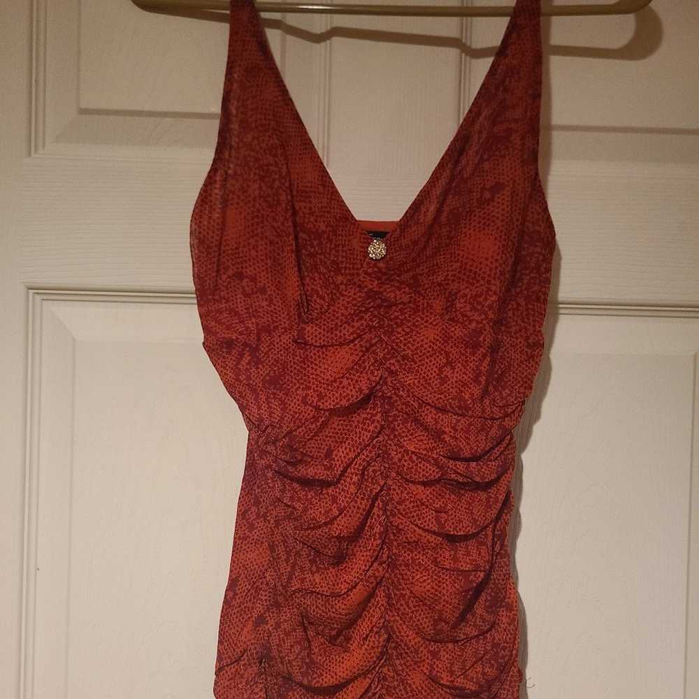 Vintage Y2K Express Rouched Tank Top. Red Snake P… - image 1