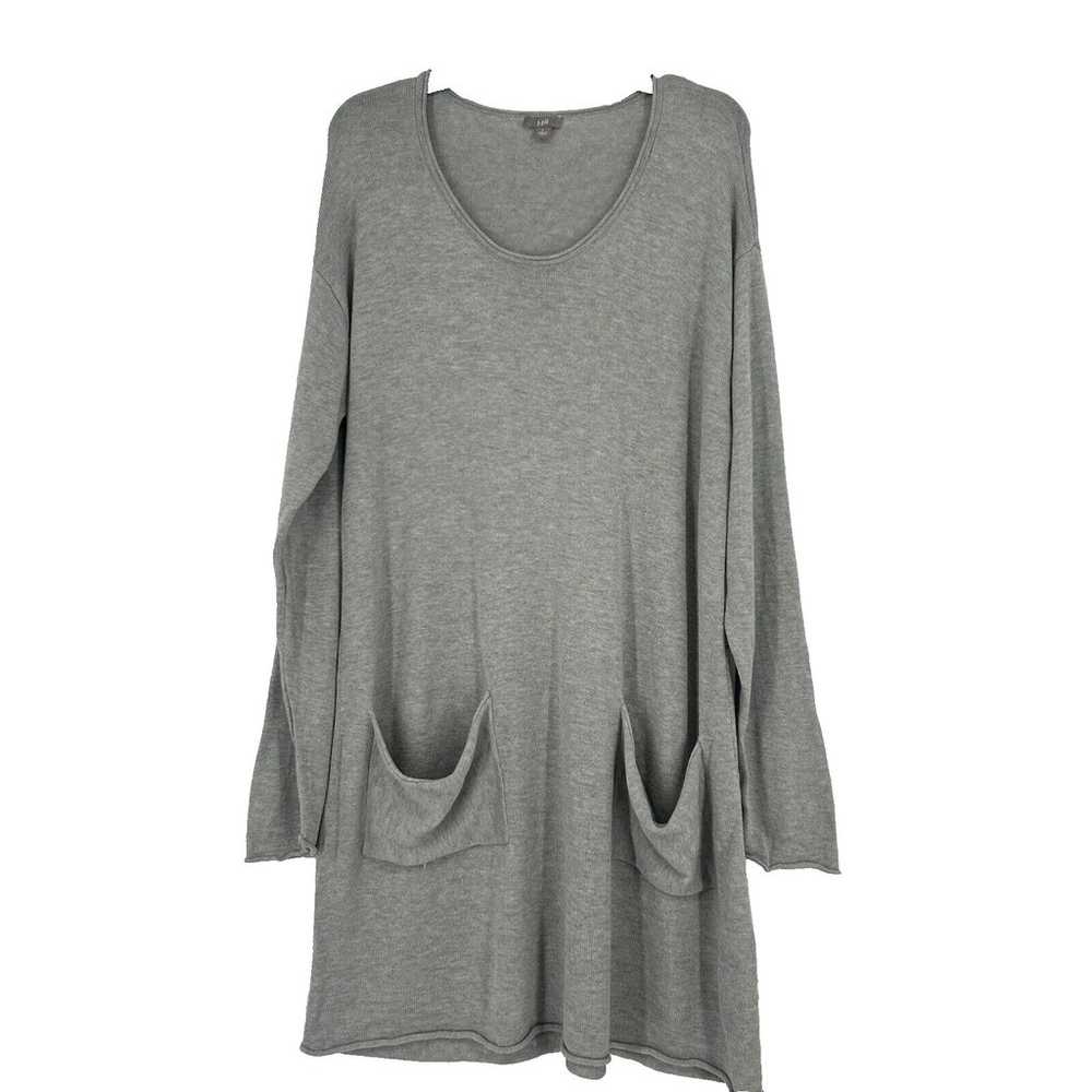 J Jill Knit Sweater Dress Gray Long Sleeves Pocke… - image 1