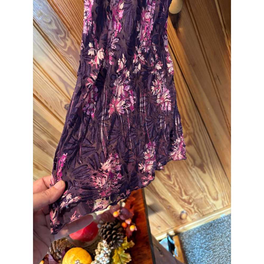 Vintage Women 3XL Blouse Purple Silk Burnout Velv… - image 5